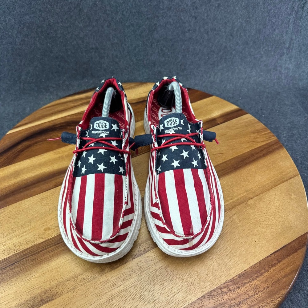 Hey Dude Wendy Americana American Flag Stars Stripes Shoes W7 41096-9CW - Picture 4 of 11
